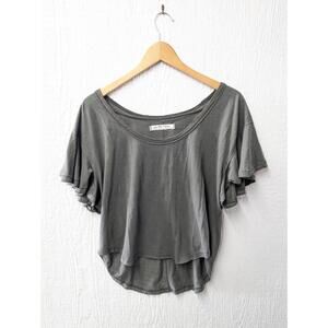 We The Free People Green Ruffle Flutter Sleeve T-shirt Tee Top Hippie Boho XS